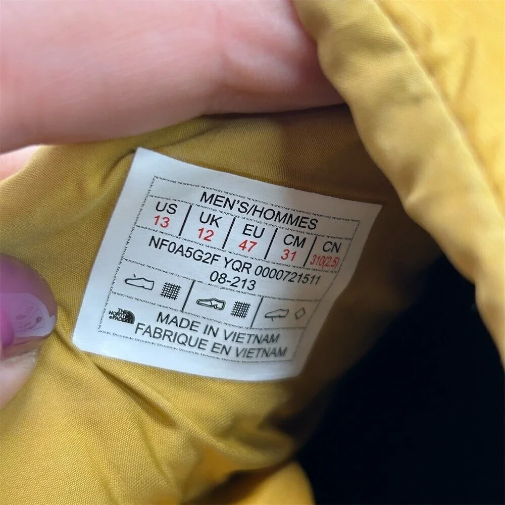 The North Face Nuptse Mule Slippers Unisex Mustard Yellow Insulated Camp Size 13